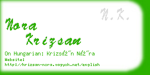 nora krizsan business card